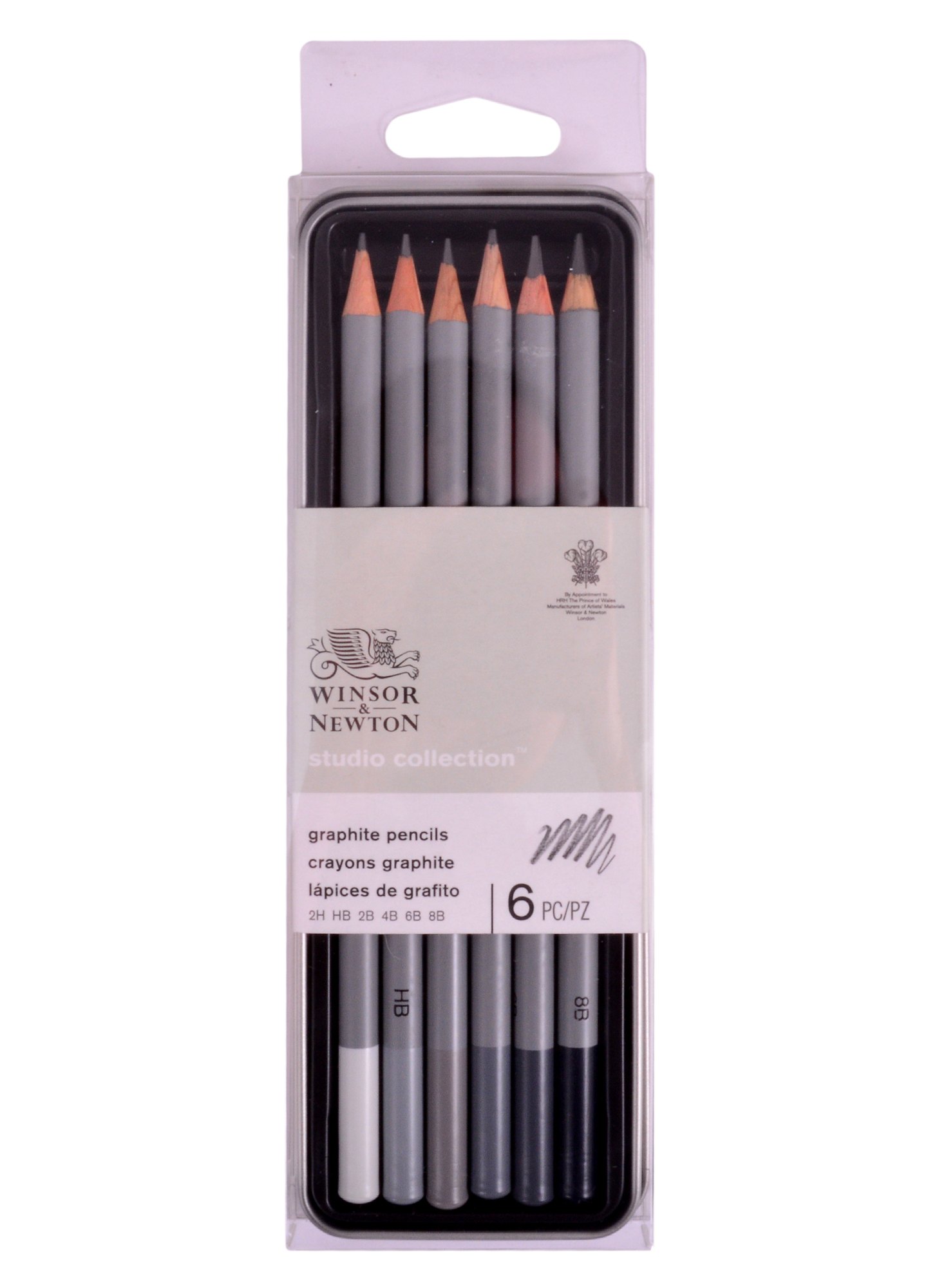 Карандаши чернографитные 6шт. (HB, 2H, 2B, 4B, 6B, 8B), Winsor&Newton