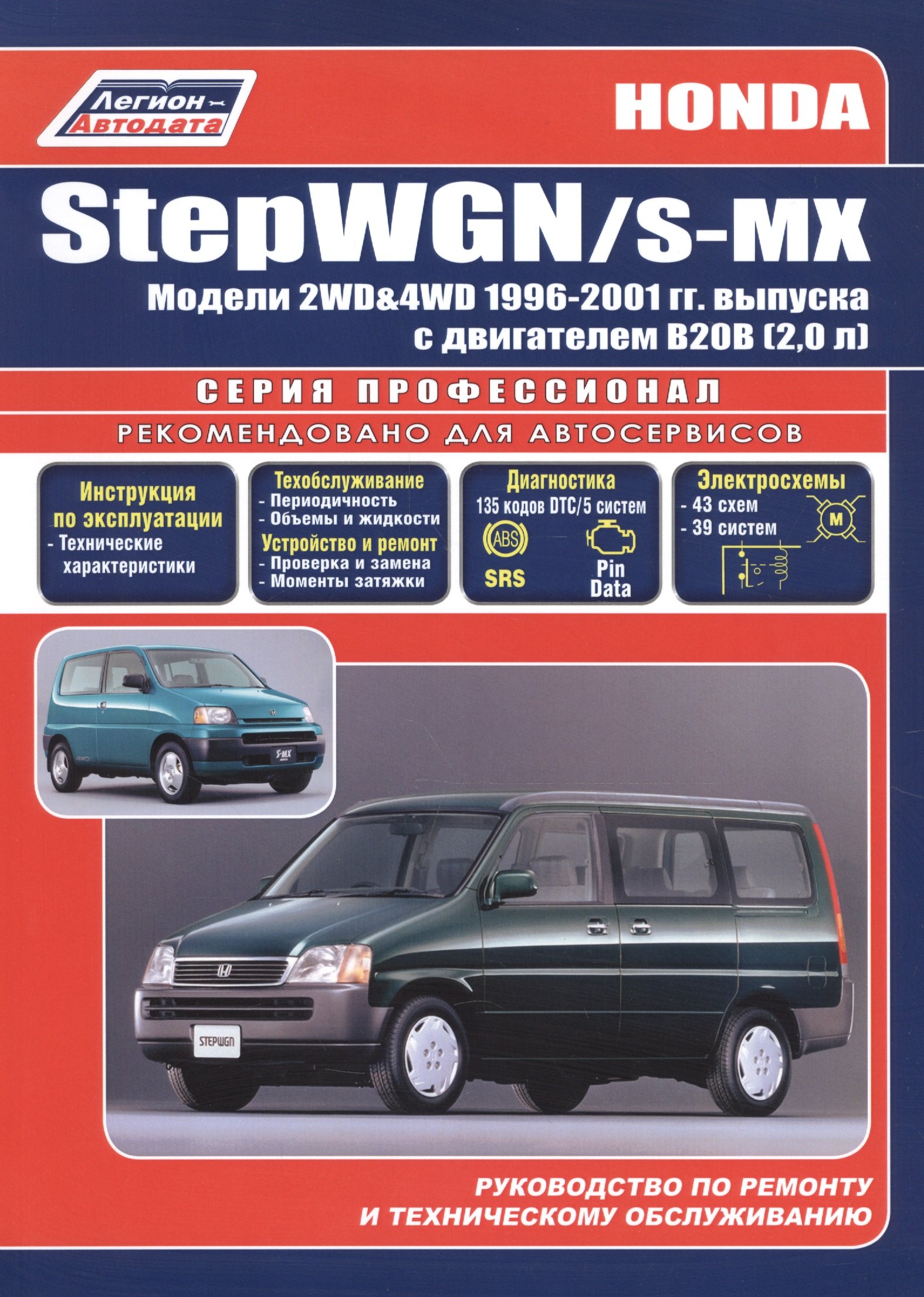 Honda StepWGN/S-MX (2WD&4WD) с 1996-2001 гг. с двигателем В20В (2,0 л): Устройство, техническое обслуживание и ремонт