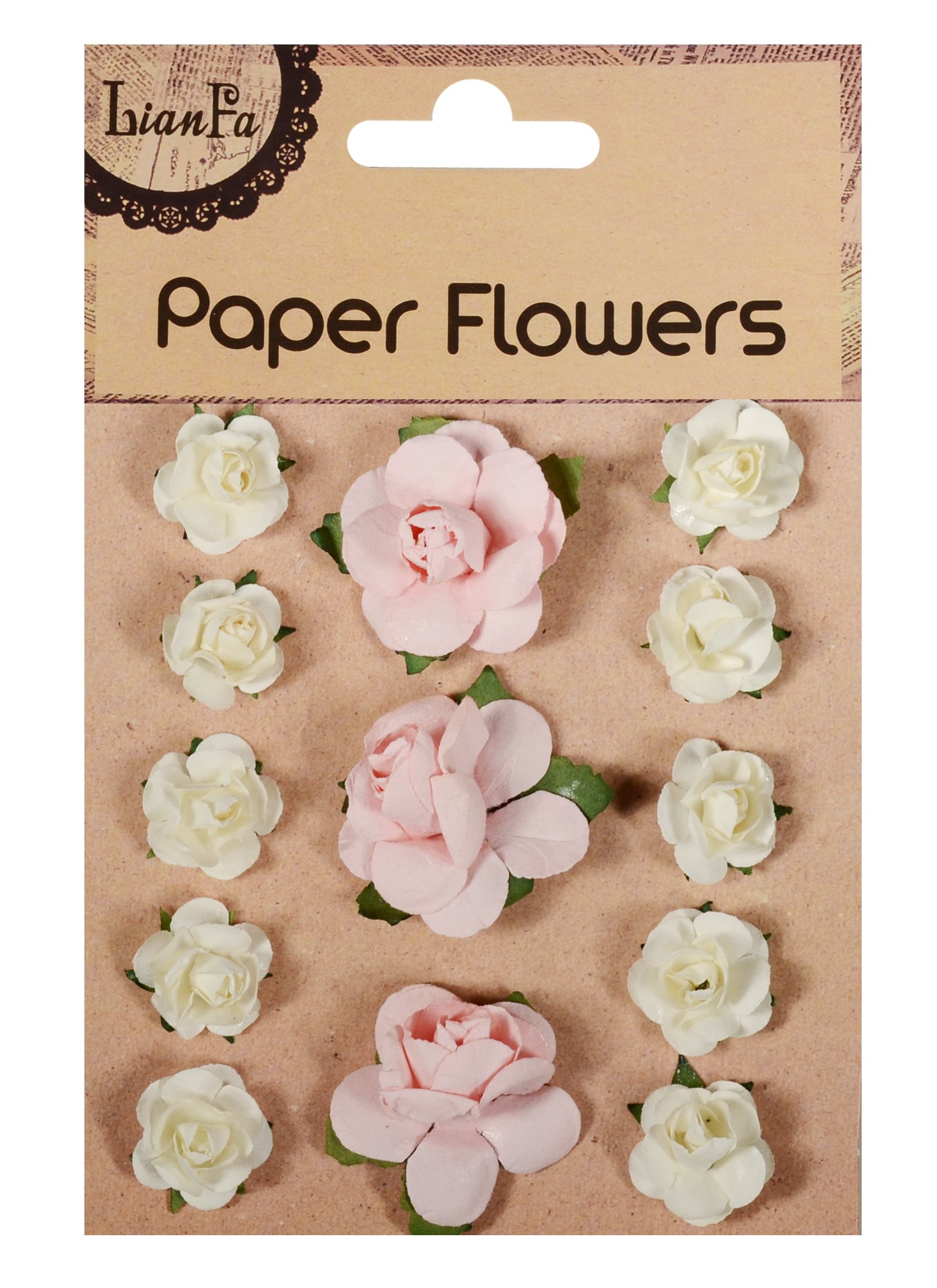 Набор для творчества, Цветы Paper Flower 3 больш.+10маленьк., розовые и молочные