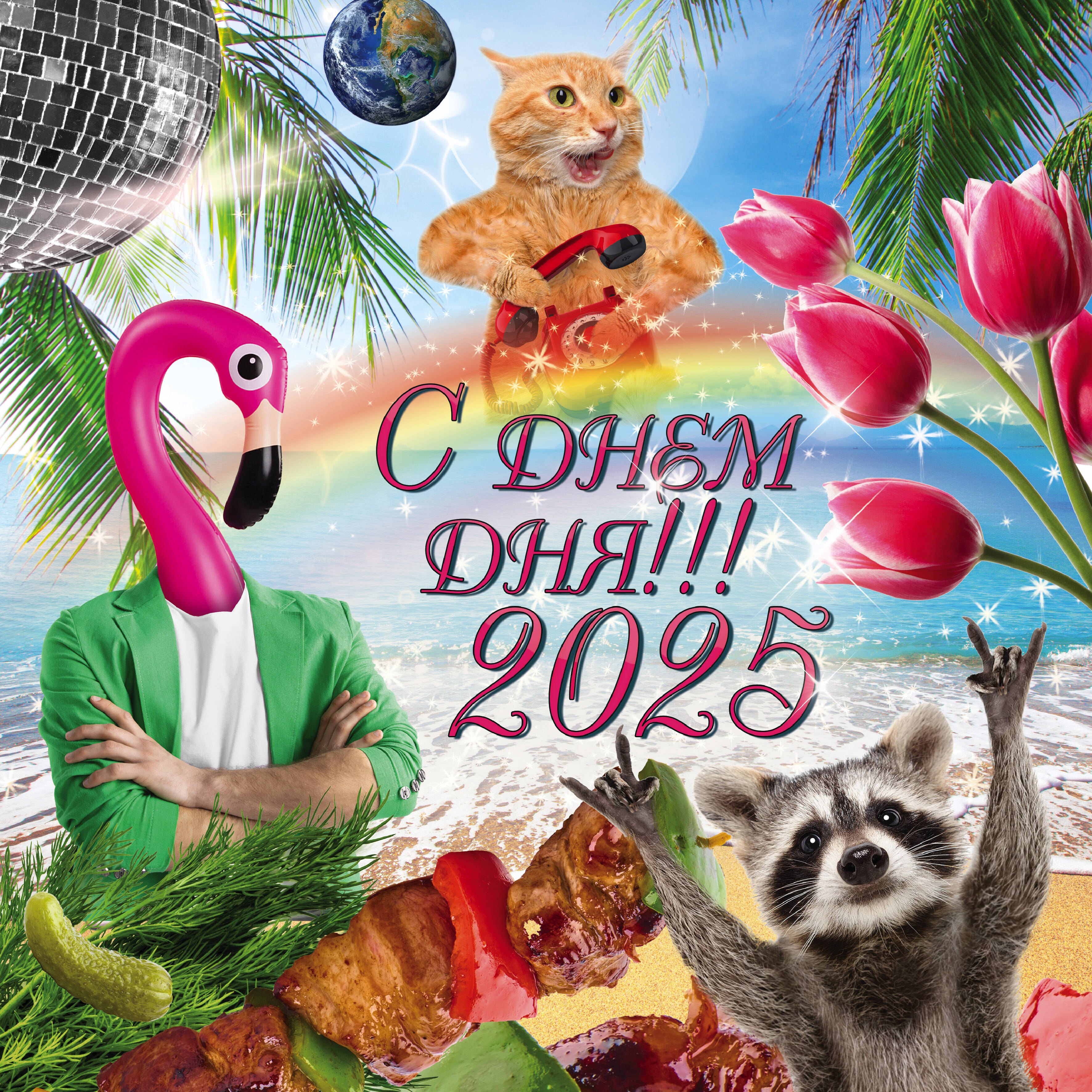 Календарь 2025г 300*300 "С днем дня" настенный, на скрепке