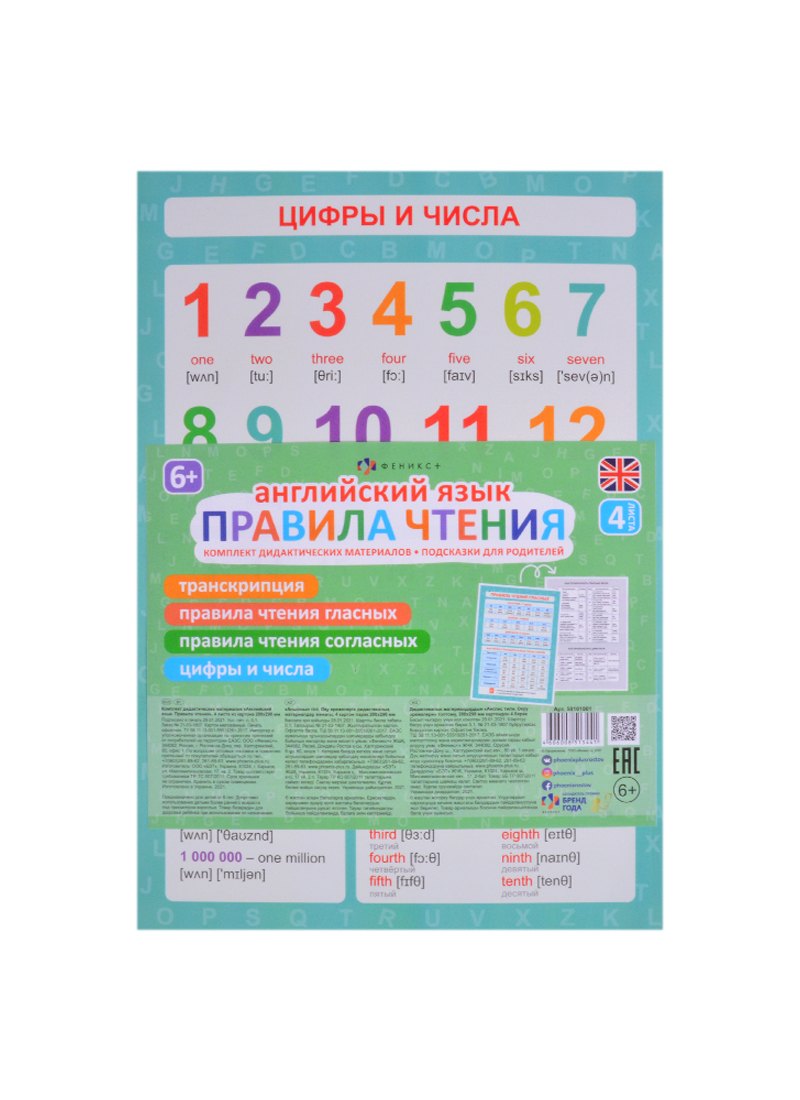 Английский язык правила чтения. Комплект дидактических материалов.Подсказки для родителей