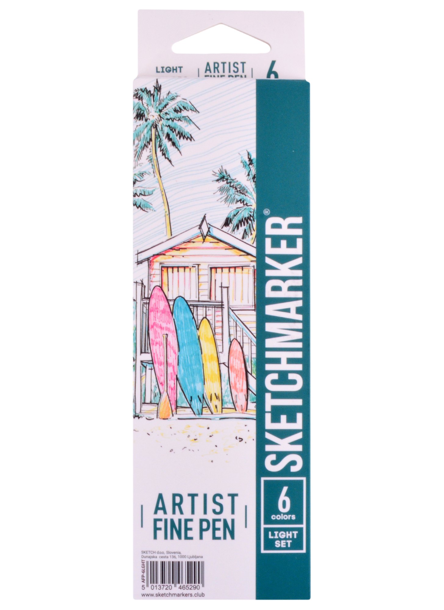 Ручки капиллярные 6цв Artist fine pen Light Colors, к/к, Sketchmarker