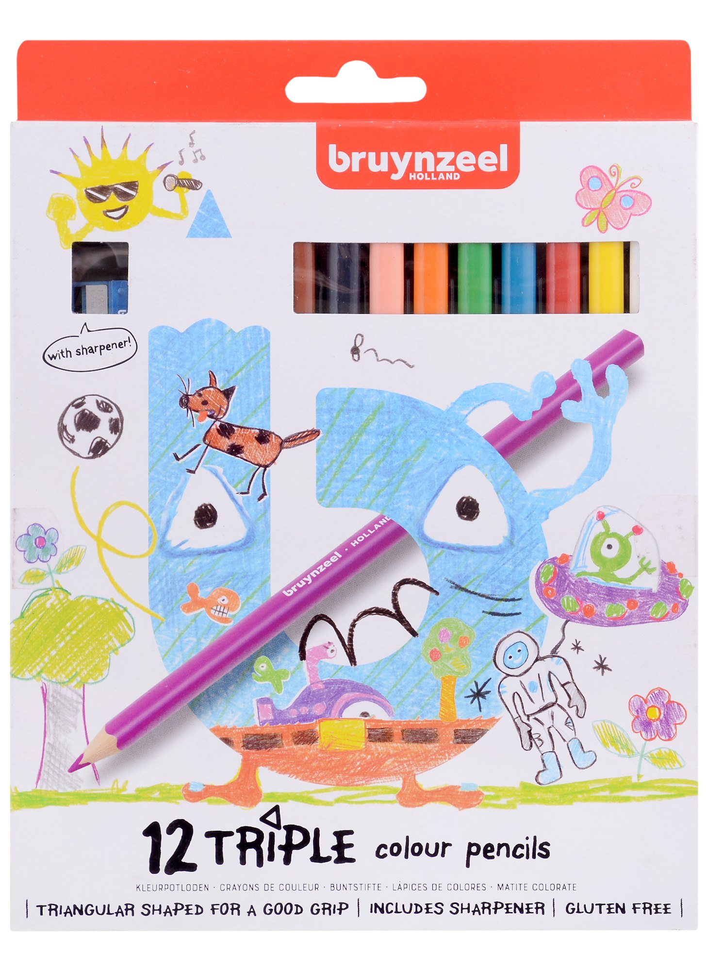 Карандаши цветные 20цв &quot;Kids Triple&quot; + точилка, трехгранные, Bruynzeel