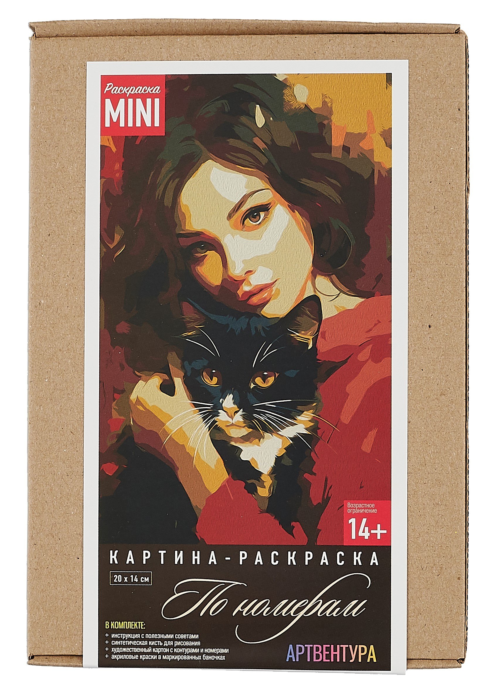 Картина-раскраска по номерам Mini &quot;Девушка с любимым котиком&quot; (20х14 см)