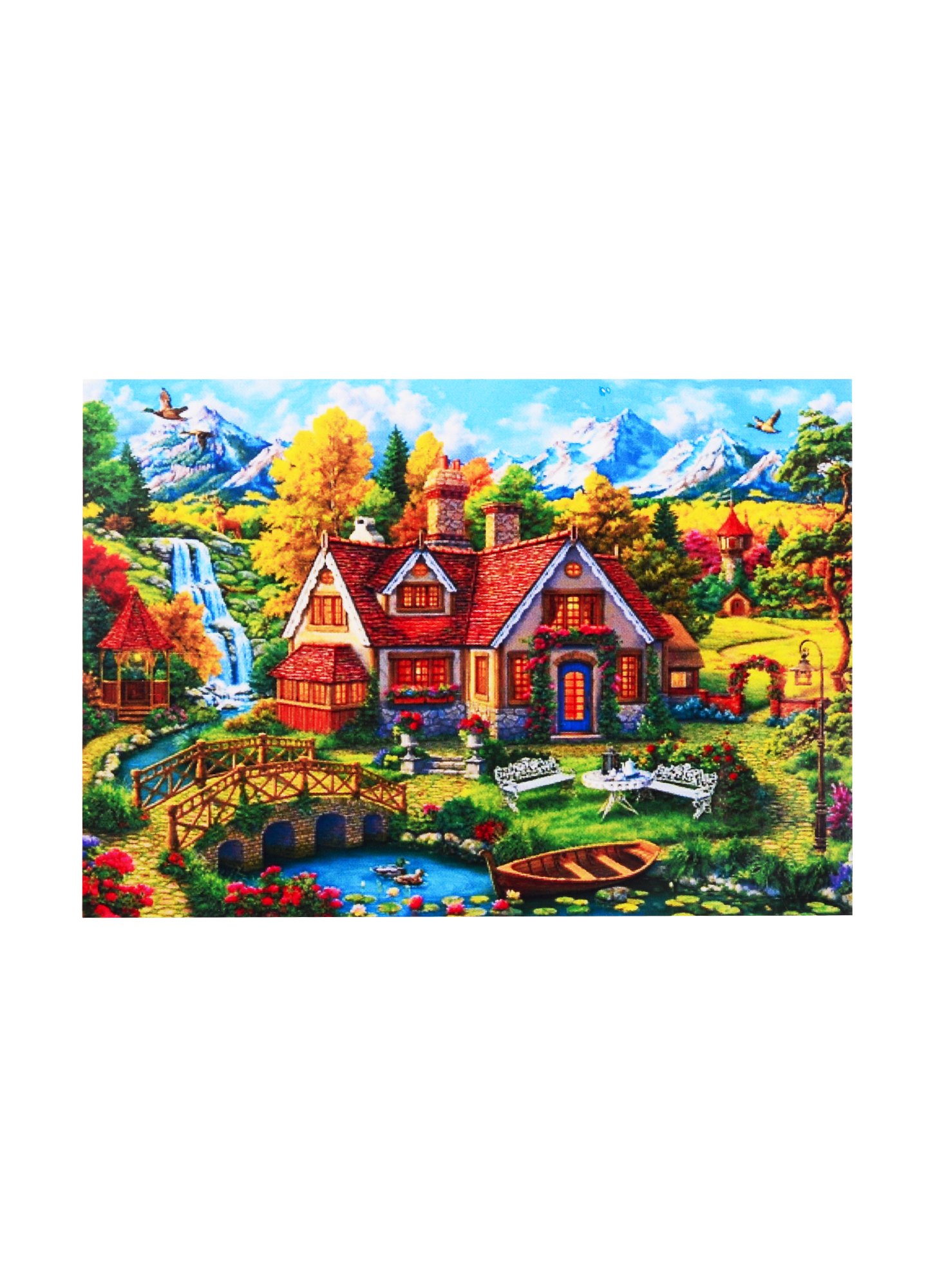 Алмазная мозаика Дом с уютным двориком (F4-014) (30x40см) (класс.) (квадр. стразы) (с подрамником) (полн. зап.) (32цв) (Рыжий Кот) (6+) (коробка)