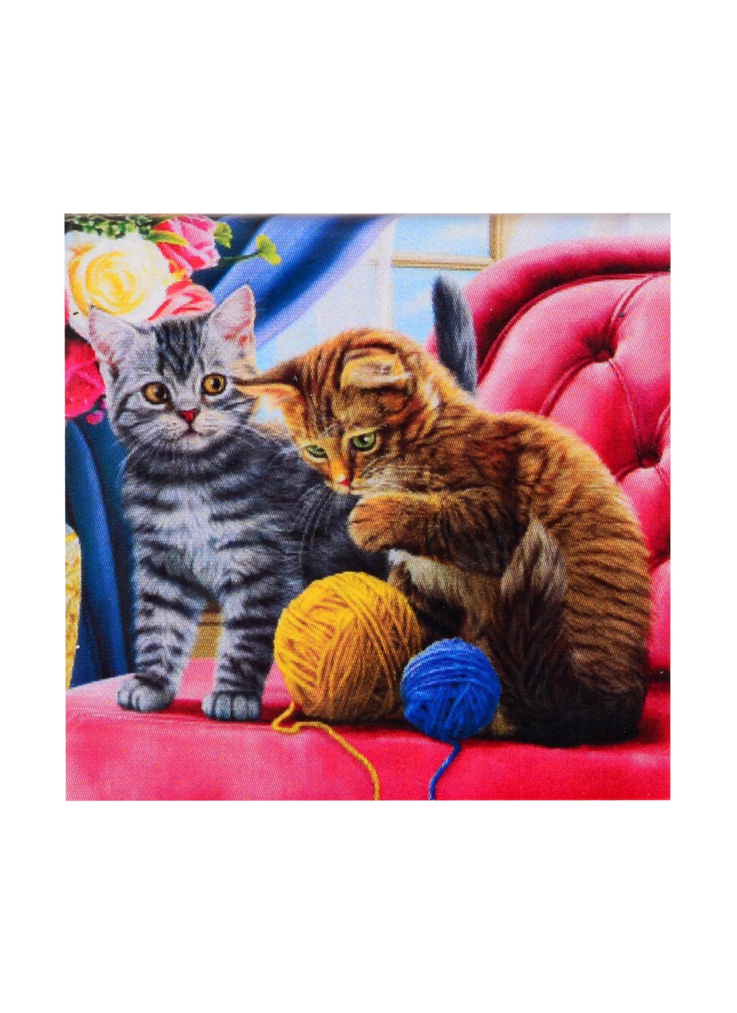 Алмазная мозаика Играющие с клубками котята (F2-001) (20х20см) (класс.) (квадр. стразы) (с подрамником) (полн. зап.) (25цв) (Рыжий Кот) (6+) (коробка)