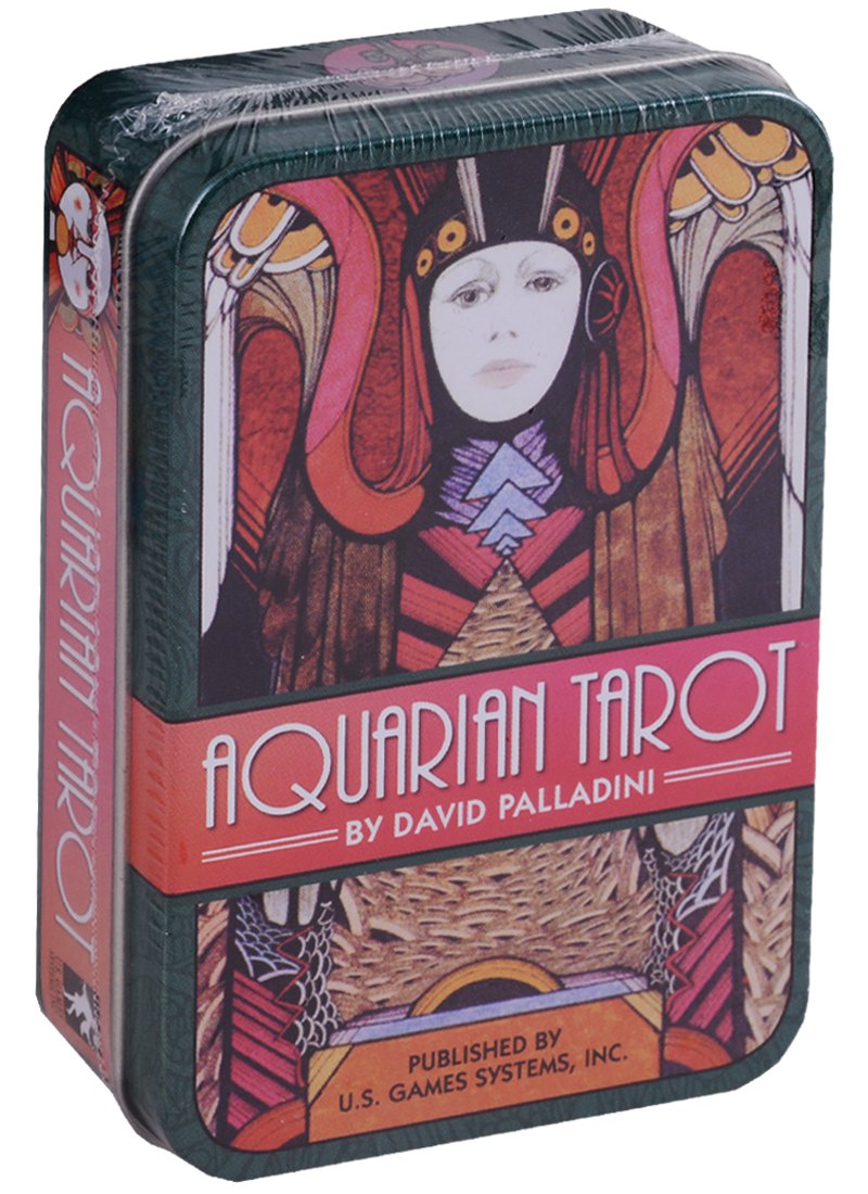 Palladini David: Таро Аввалон, Aquarian Tarot in a Tin Водолей Таро (карты + инструкция на англ. яз. в жестяной коробке) (ПИ)